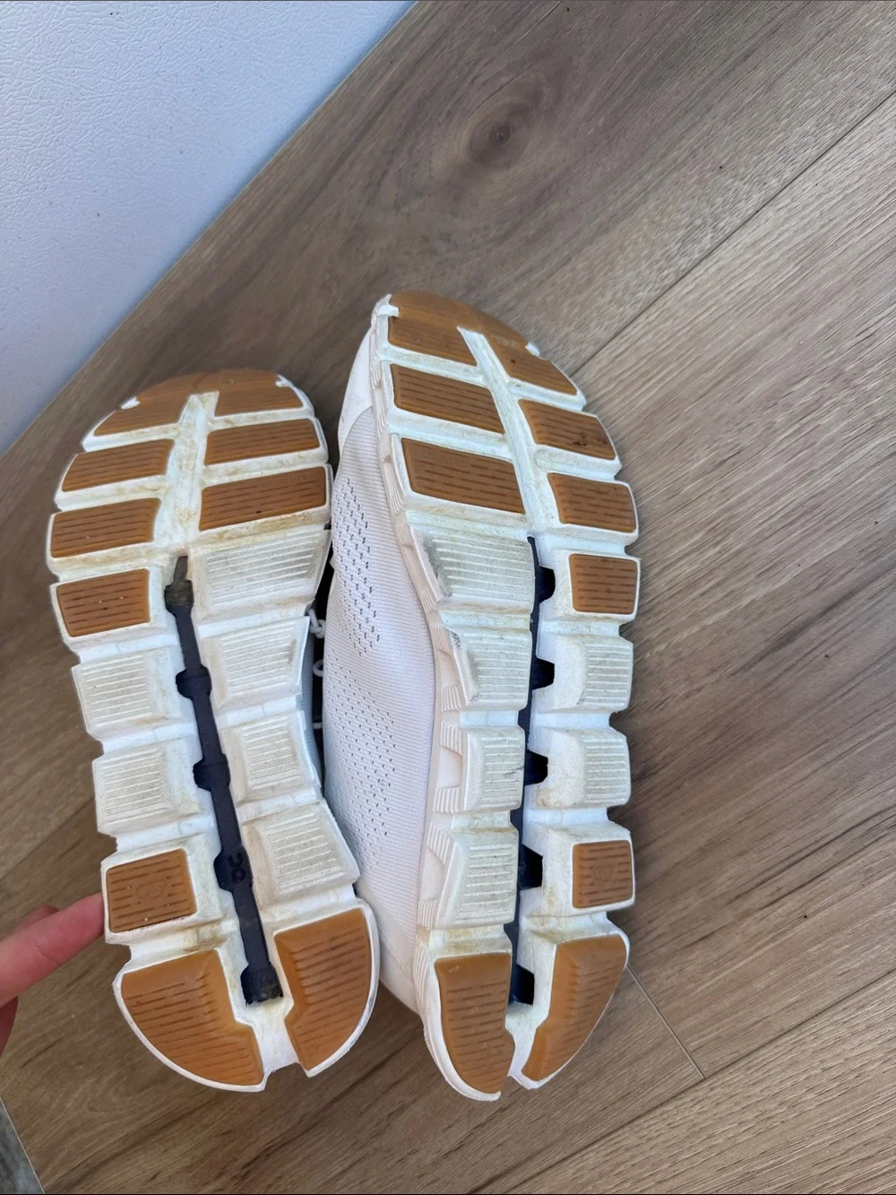 On Women's Cloud Running Shoes in White with Gum Accent